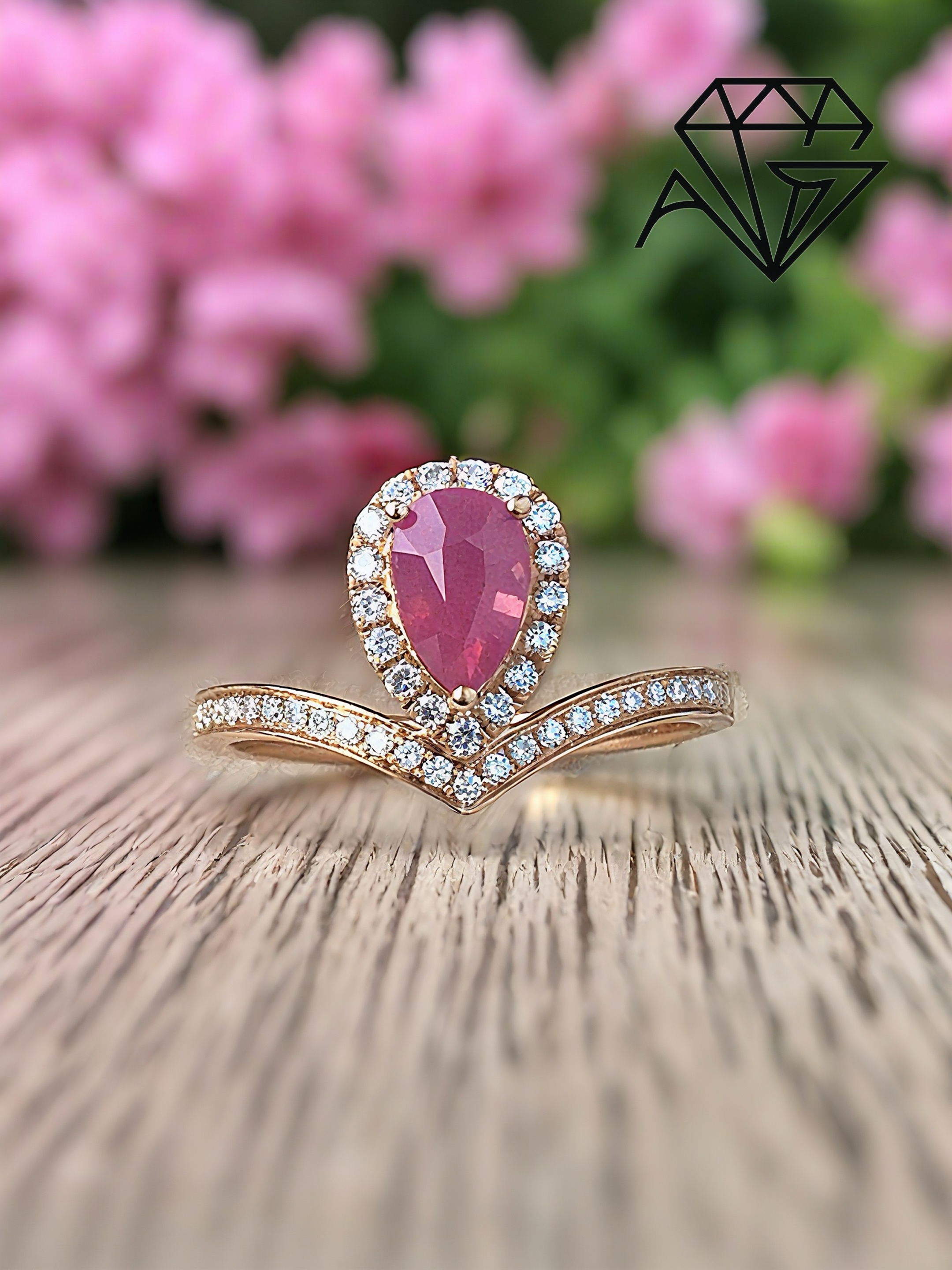18K Rose Gold Pear-Shaped Spinel & Diamond Ring â€“ 0.86 Carats