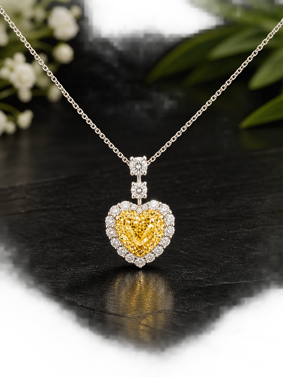 18K White Gold Heart-Shaped Diamond Pendant â€“ 0.20 Carats